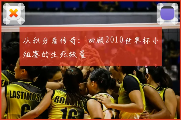 从积分看传奇:回顾2010世界杯小组赛的生死较量